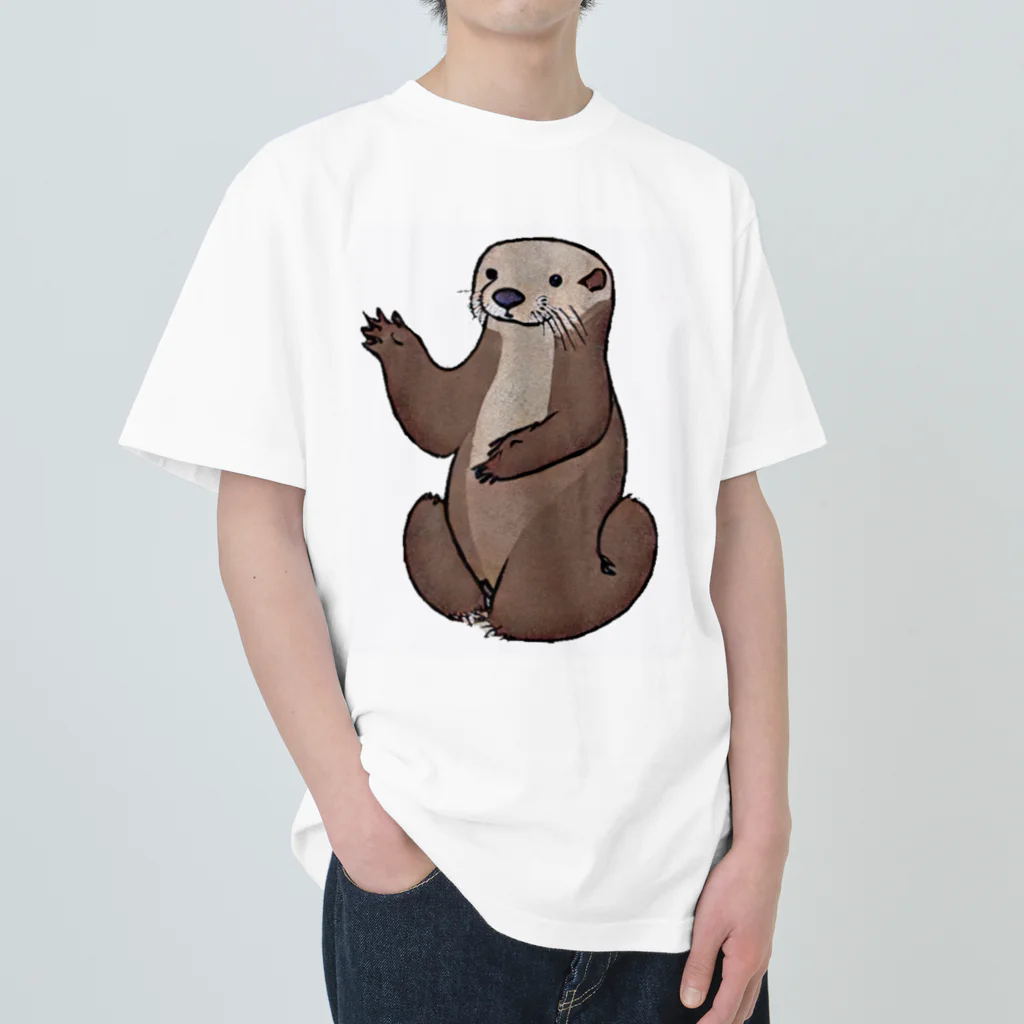 夢幻カワウソくんのお店の浮世絵風カワウソくん Heavyweight T-Shirt