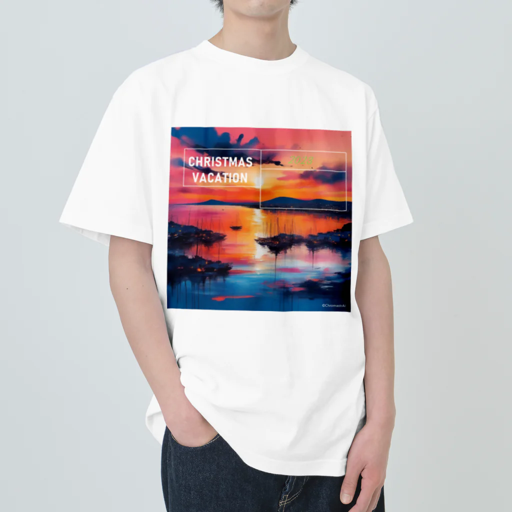 ChromastrAlのクリスマスの夕日 ヘビーウェイトTシャツ