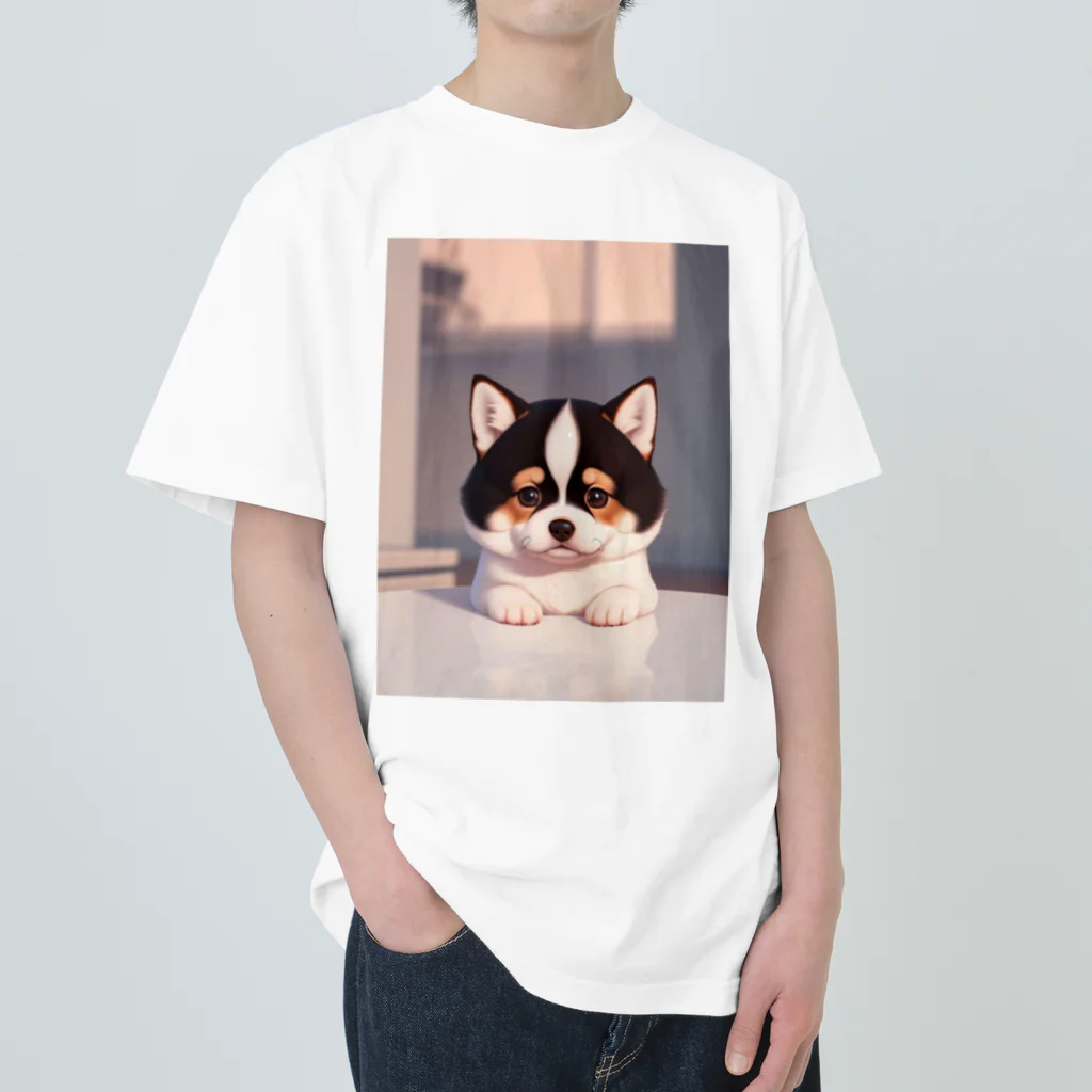 かわいい女の子とシュールな絵の子猫なしばちゃん Heavyweight T-Shirt