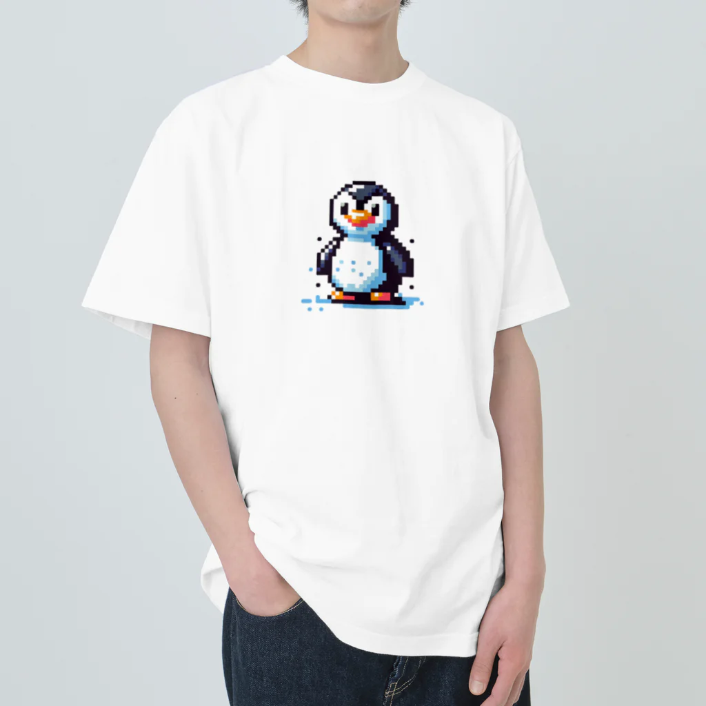 pixel屋さんのペンギンのpixelアート ヘビーウェイトTシャツ