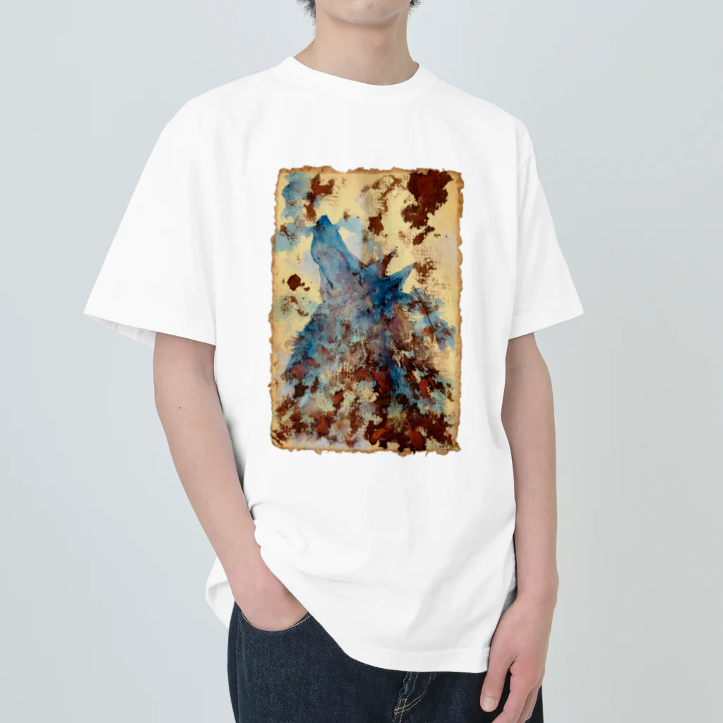 made blueのWatercolor wolf - carob & blue ヘビーウェイトTシャツ