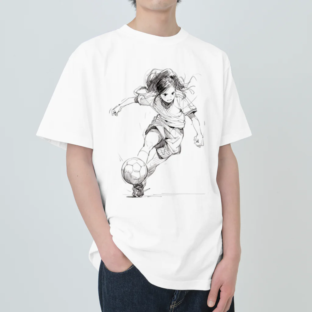 sports_musumeのサッカー女子 ヘビーウェイトTシャツ