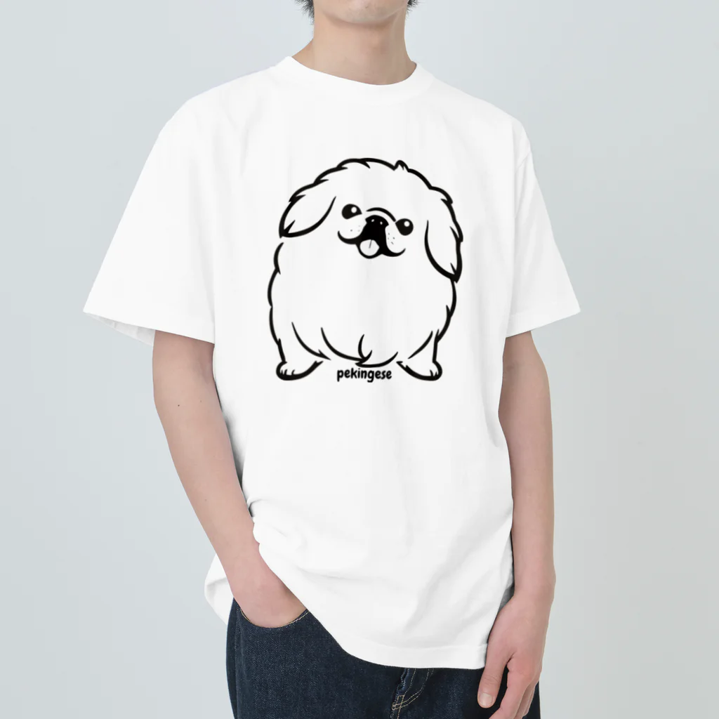 ファンシーTシャツ屋のモノクロペキニーズちゃん Heavyweight T-Shirt