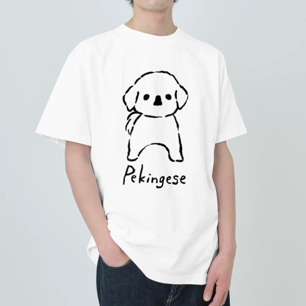 シロノの犬っ子ペロ（黒） Heavyweight T-Shirt