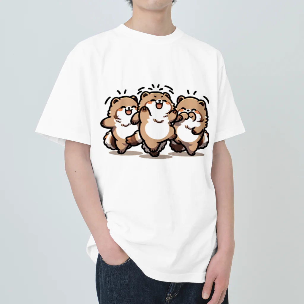 Friendly Faunaのたぬきダンサー ヘビーウェイトTシャツ