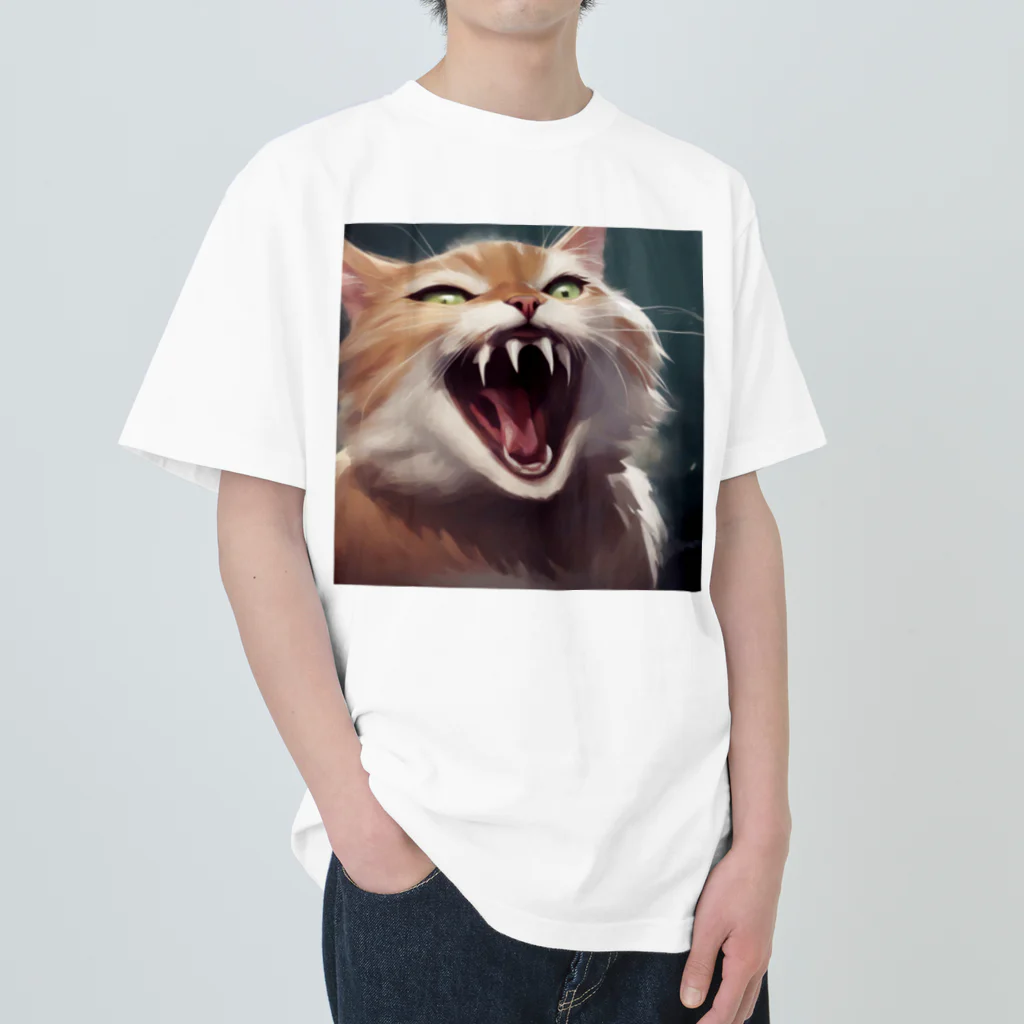 oekakishopのシャーッする猫 Heavyweight T-Shirt