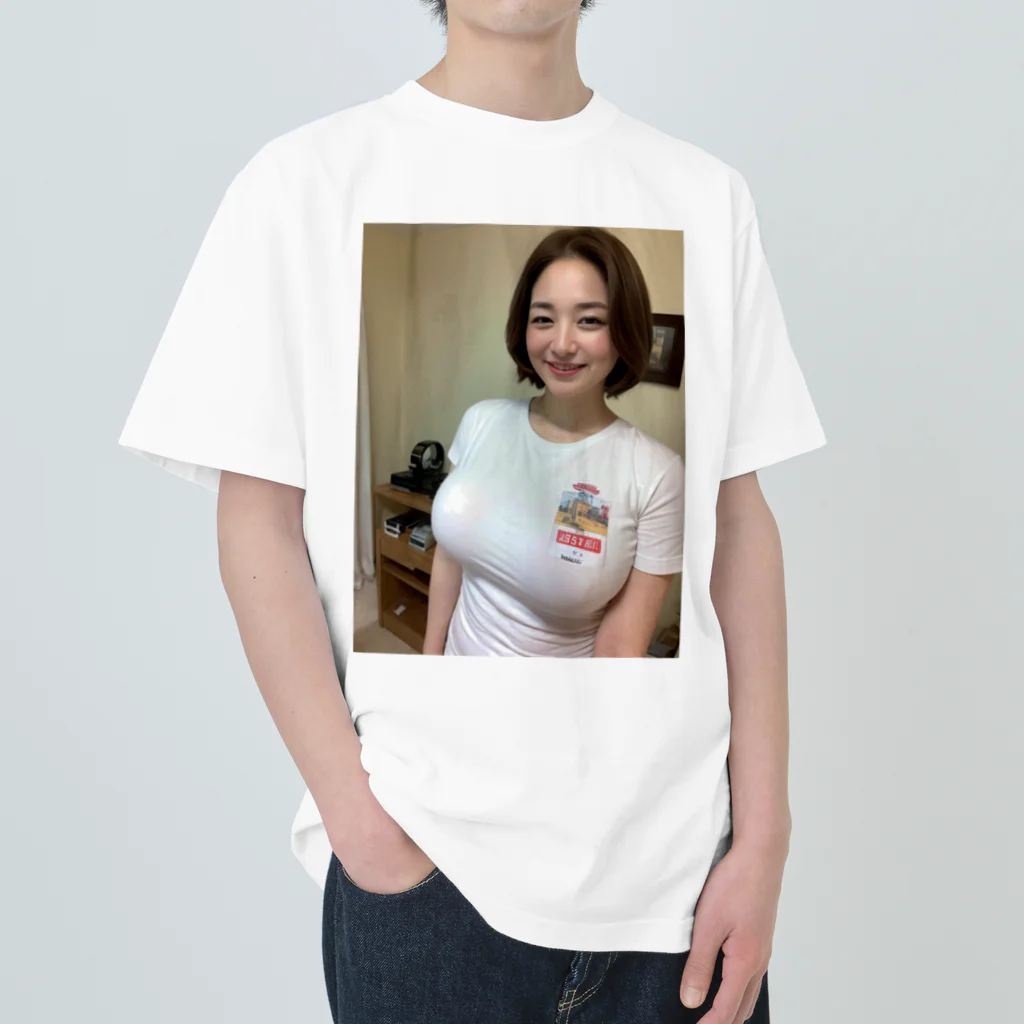 AI mature womanのAI美女　YUMI ヘビーウェイトTシャツ