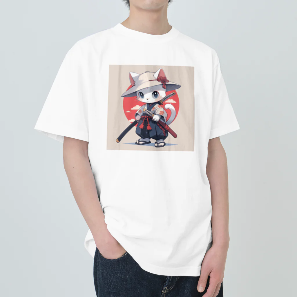 luckycongochanのNeko Samurai  ヘビーウェイトTシャツ