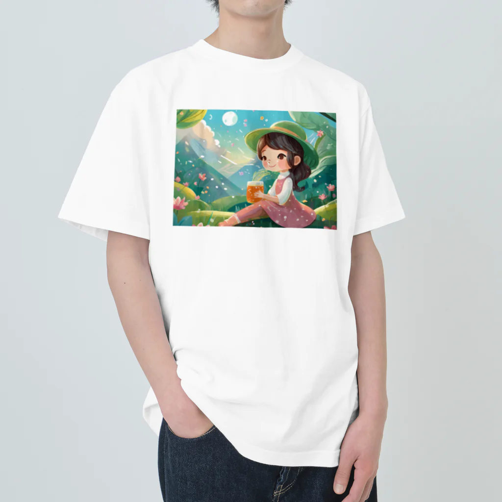 Happy Shopの可愛い女の子 Heavyweight T-Shirt