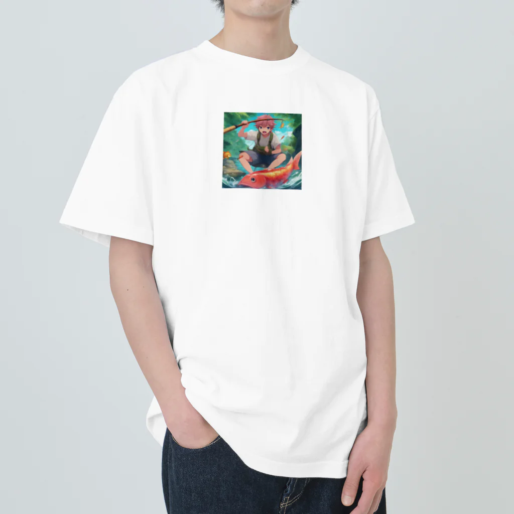 kenbenの釣り好き男子 ヘビーウェイトTシャツ