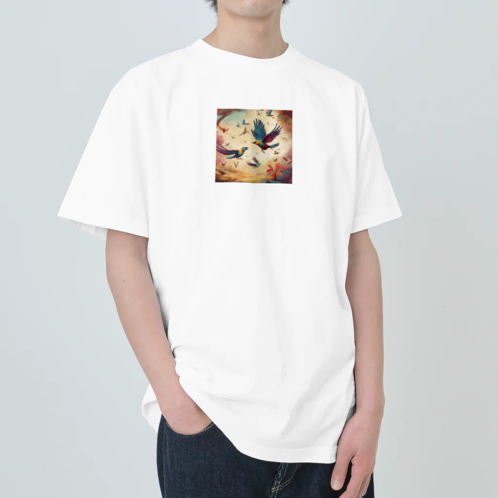 にくまるショップの賑鳥 Heavyweight T-Shirt