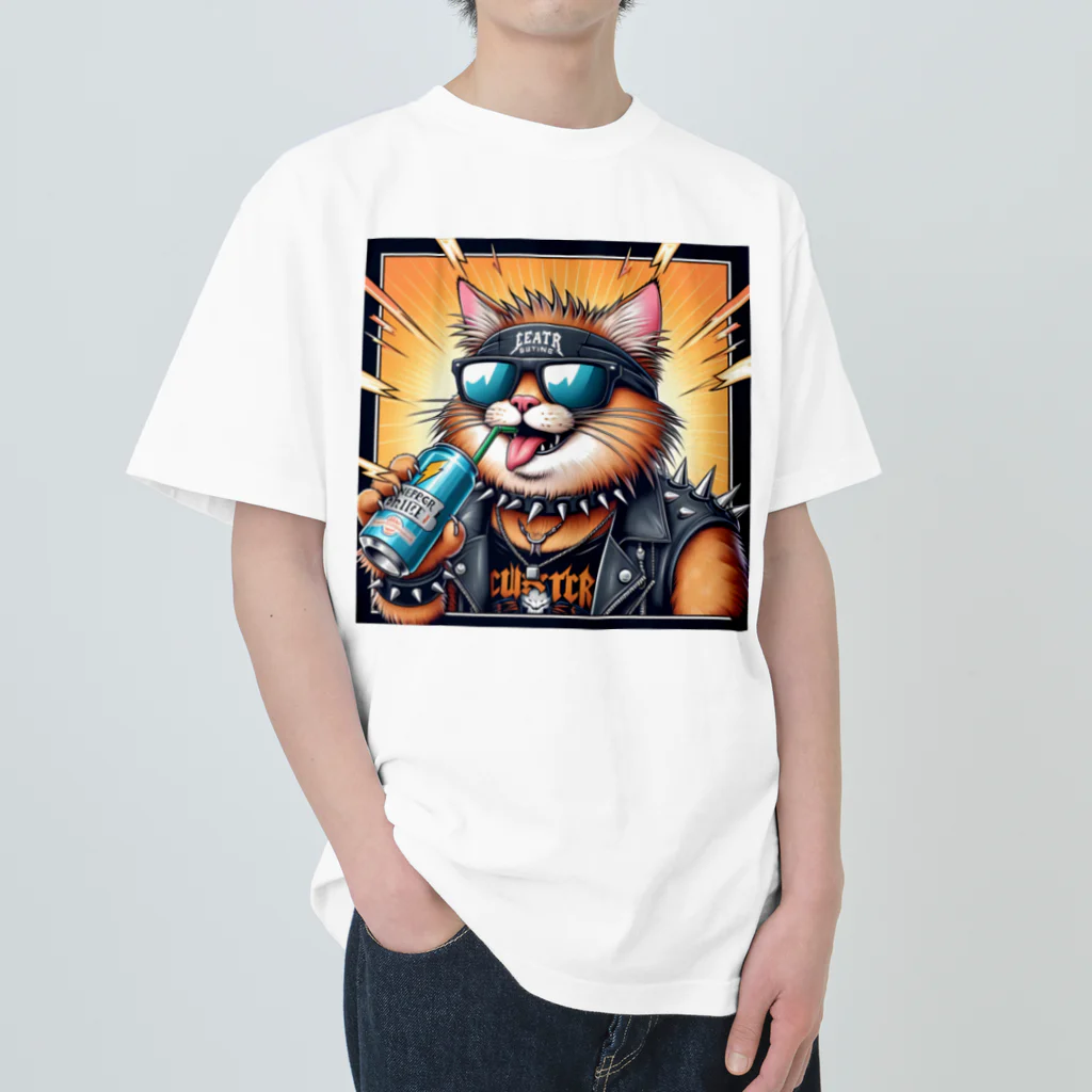 sasasan117のヘビーメタルな猫のグッズ Heavyweight T-Shirt