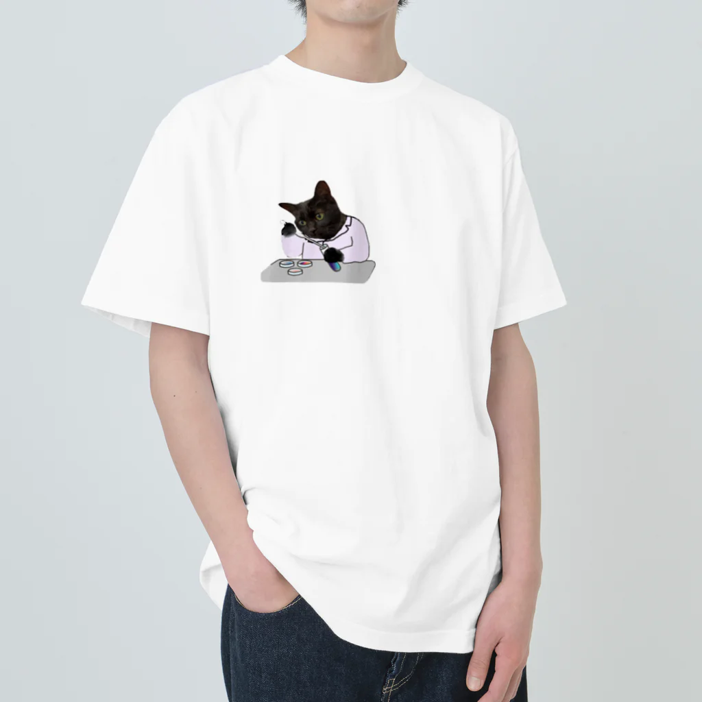 Parallel_merchの博士になった黒猫BIBI ヘビーウェイトTシャツ