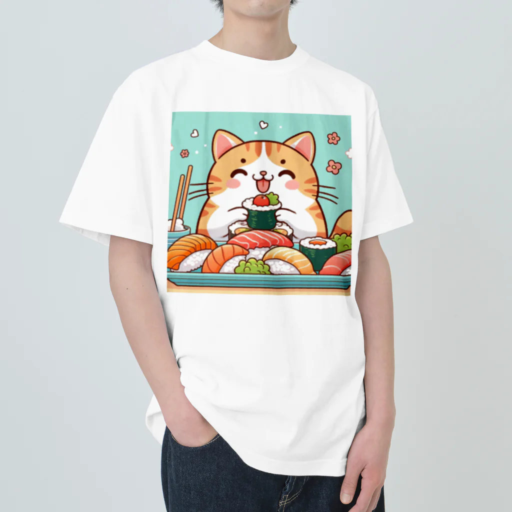 zuuu-の☆す☆し☆ね☆こ☆ ヘビーウェイトTシャツ