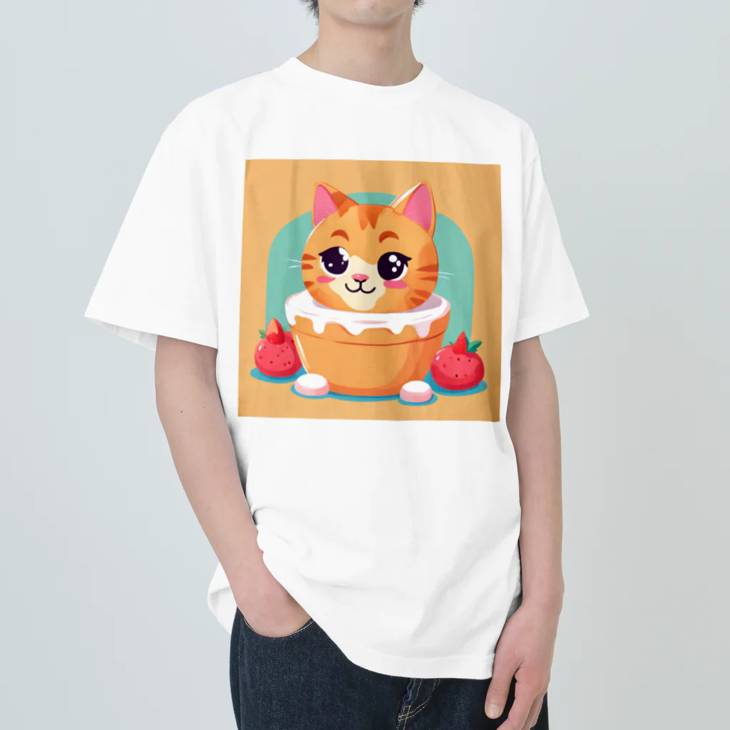 グアムドッグホテルズセレクトショップのスイーツ大好きな子猫ちゃん ヘビーウェイトTシャツ