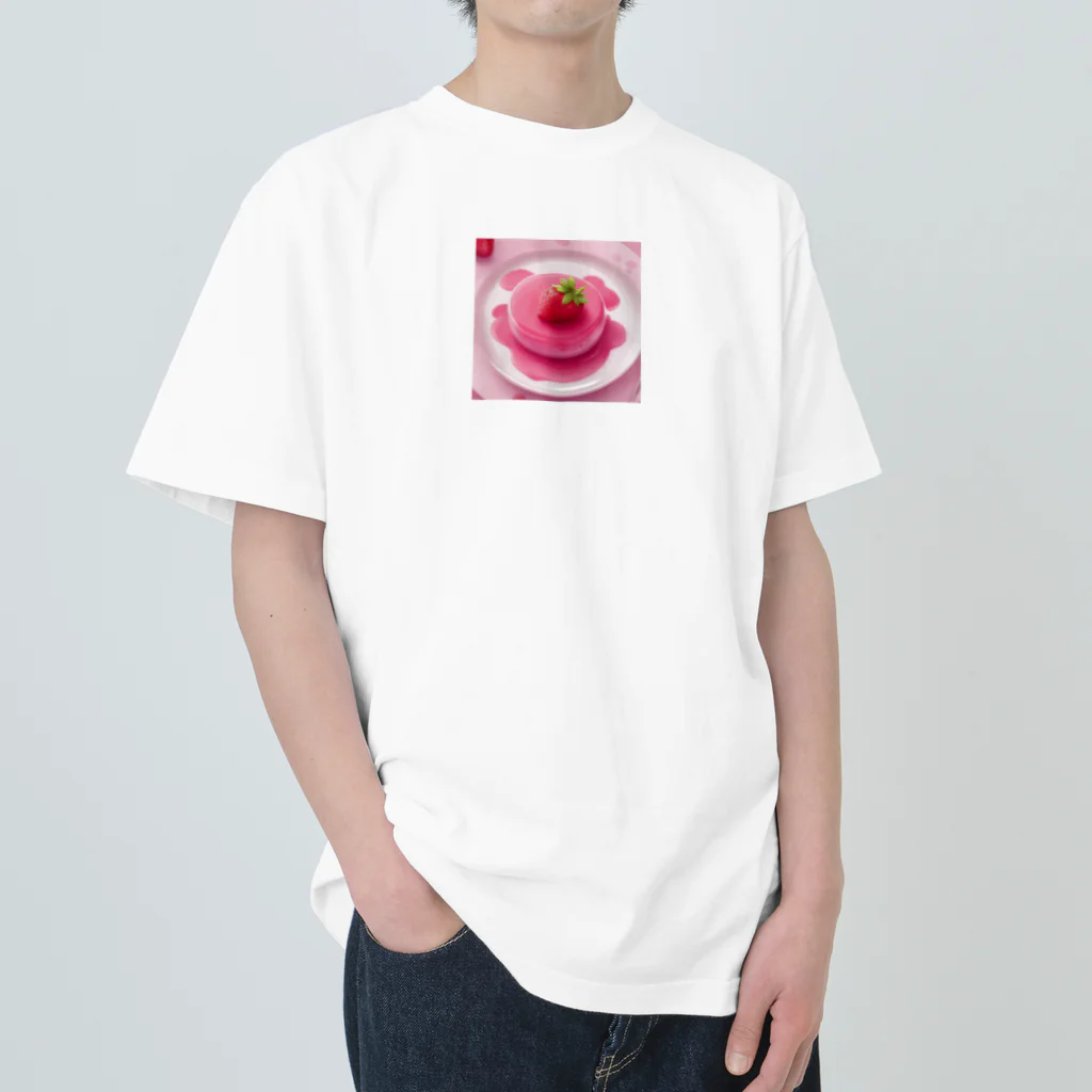 amxafukのピンクストロベリーかわいいプリン ヘビーウェイトTシャツ