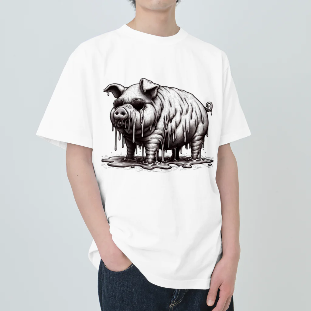 momonouchi-の溶けちゃう豚 ヘビーウェイトTシャツ