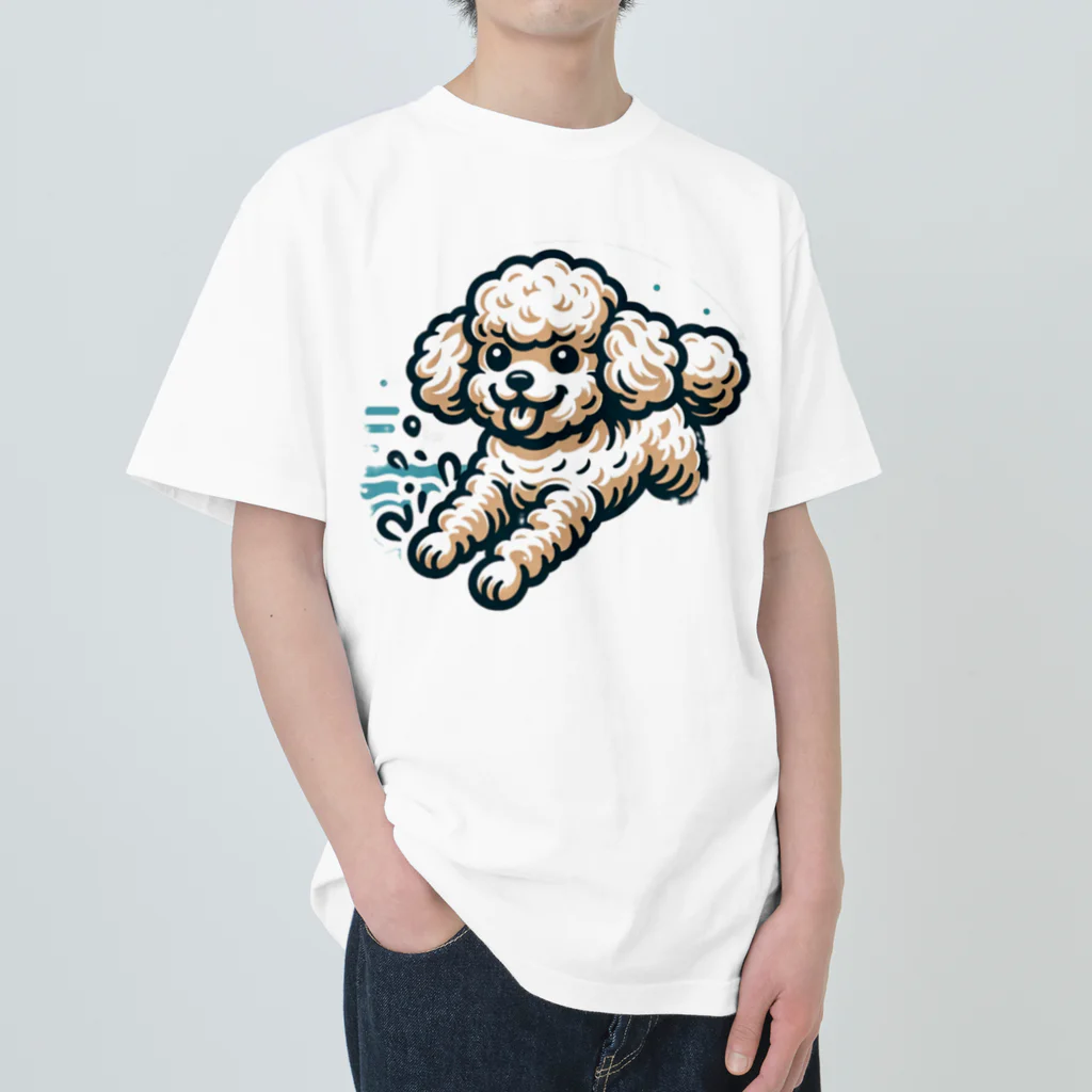 Tokyo_Doodleのもふもふアプリコット　トイプードル　みずあそび Heavyweight T-Shirt