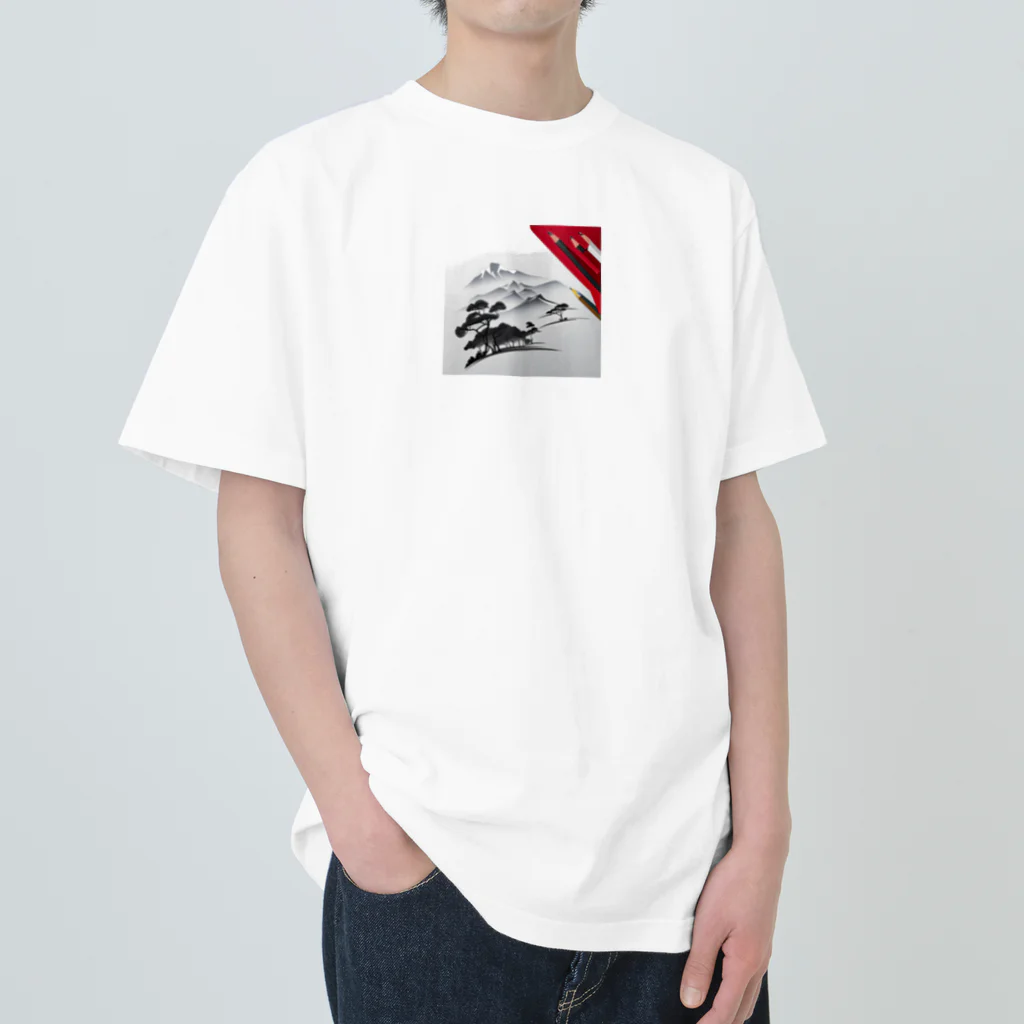 にくまるショップのワンポイント浮世 Heavyweight T-Shirt