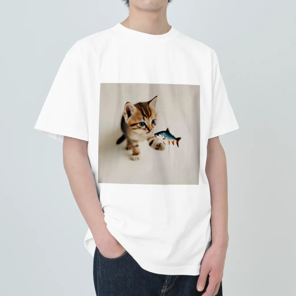 ai美女ショップの子猫のくーちゃん🐈 Heavyweight T-Shirt