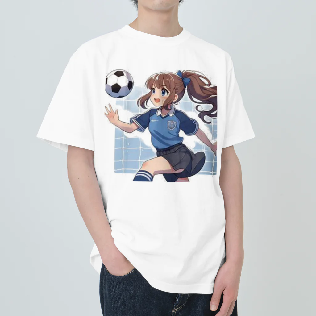 RYO14silviaの楽しくフットサルしているポニーテールの女の子 ヘビーウェイトTシャツ