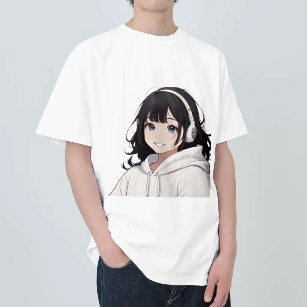 Ujimacchaのヘッドホン女子 ヘビーウェイトTシャツ