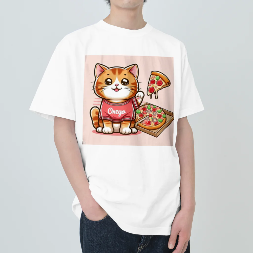 いろいろTOSIVOのピザでも食っとけや！ねこピザパーティーの開催です ヘビーウェイトTシャツ