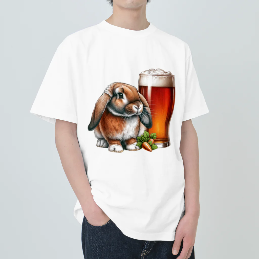 bottaの可愛いウサギ(垂れ耳ビール)カラー03 ヘビーウェイトTシャツ