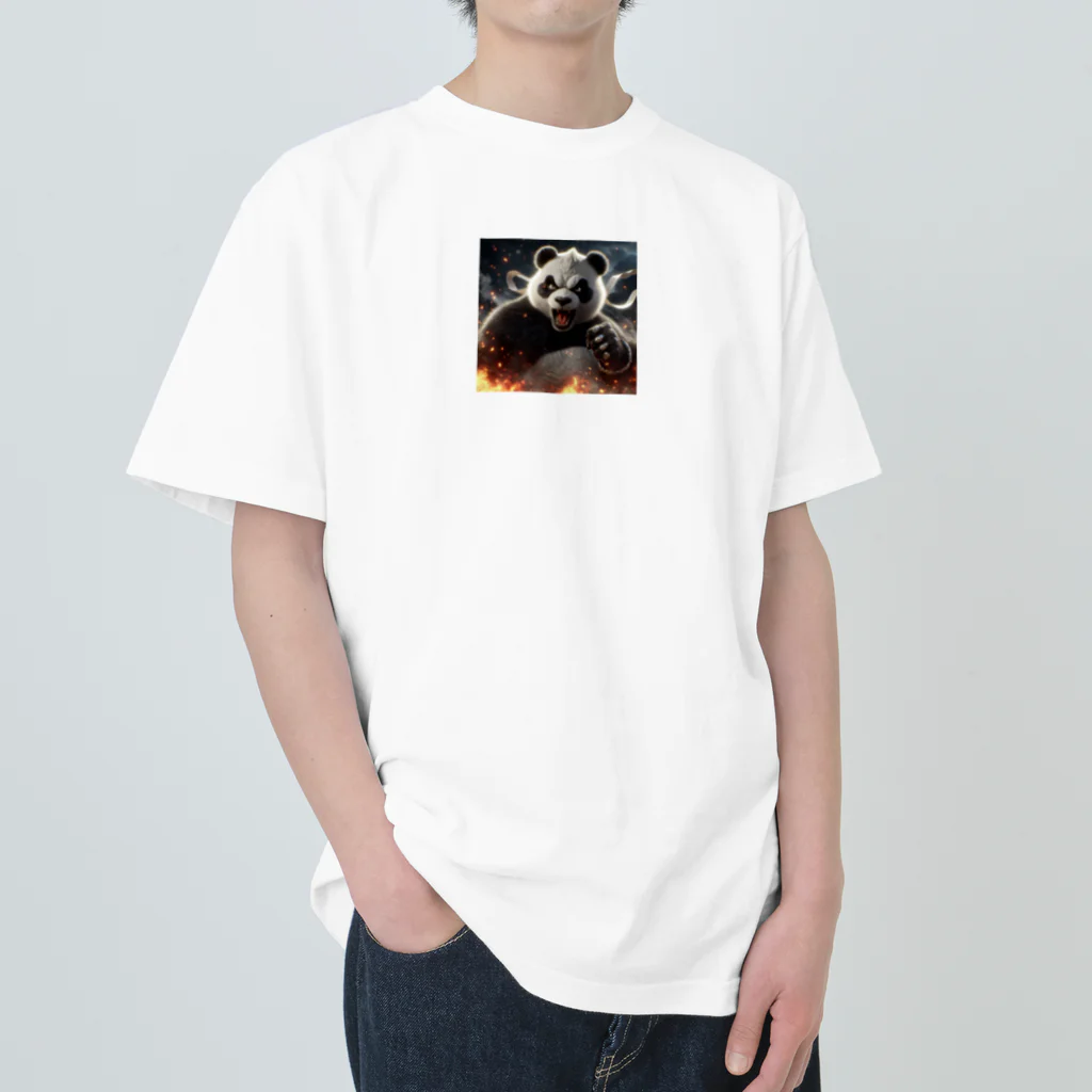 taka-kamikazeのパンダ怒りの鉄拳 ヘビーウェイトTシャツ