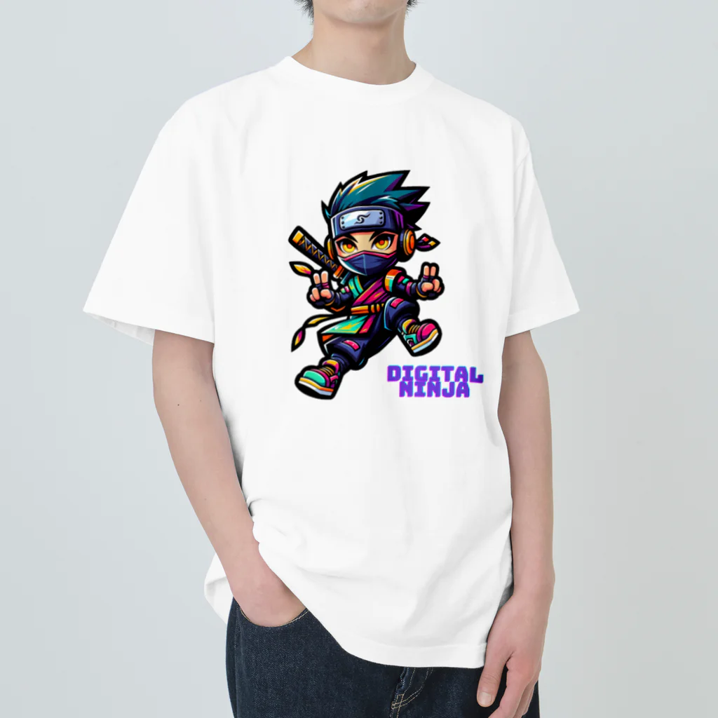 rsrsrsrsrの“Digital Ninja” ロゴ付き ヘビーウェイトTシャツ