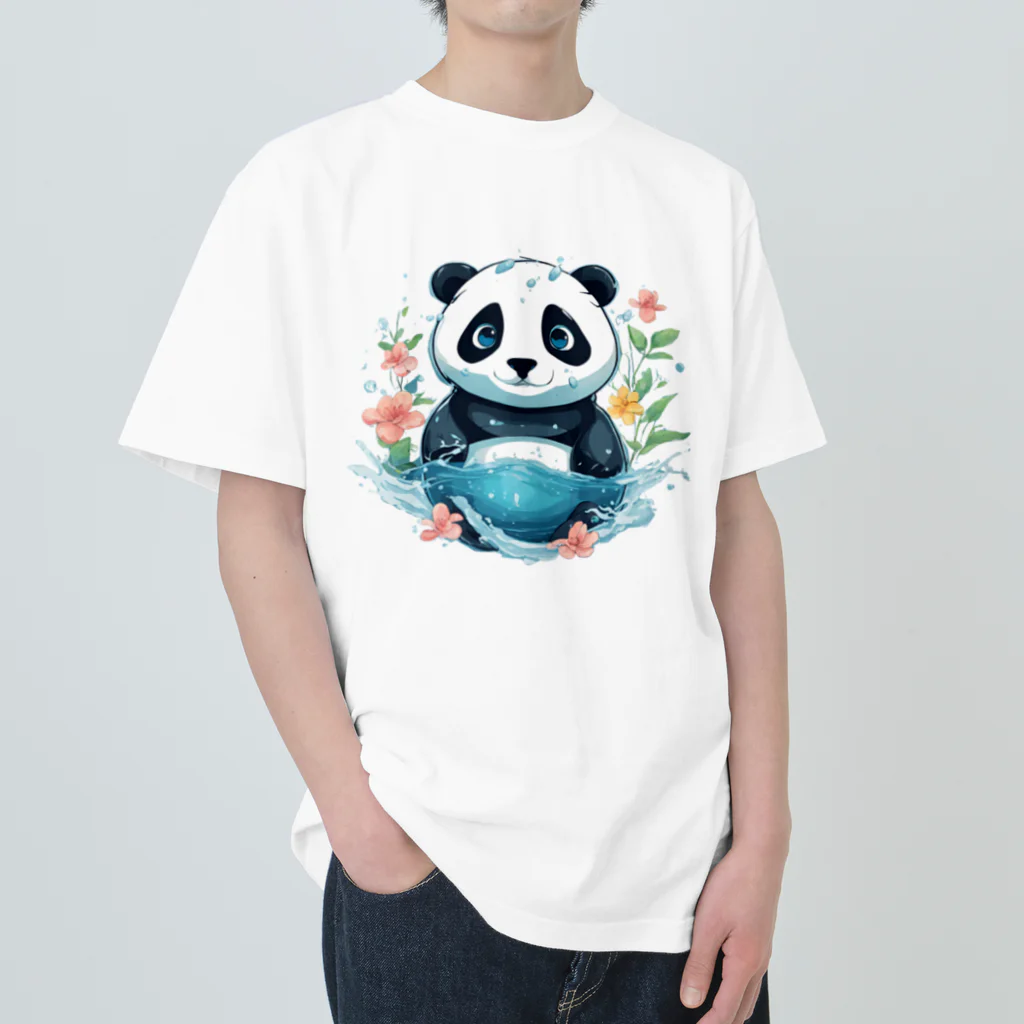 waterpandaの水中のパンダ ヘビーウェイトTシャツ