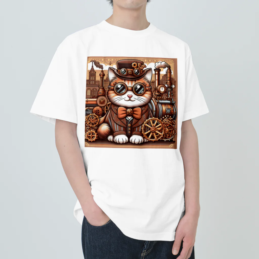 kickchopmanのスチームパンクなゴーグル猫ちゃん Heavyweight T-Shirt