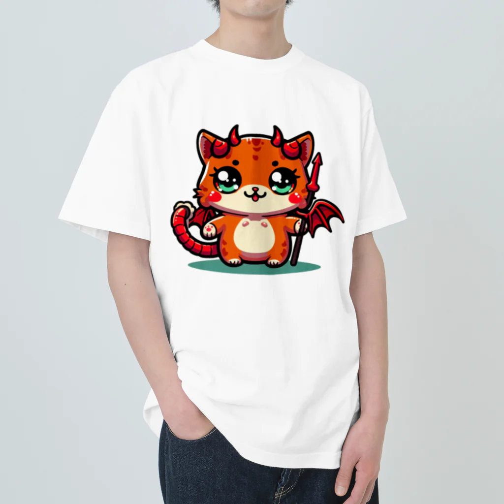 zuuu-の♪悪魔でかわいい猫の子♪ ヘビーウェイトTシャツ