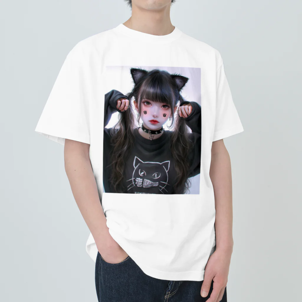 KAMIBUKROの鬼可愛い獣耳美女 Heavyweight T-Shirt