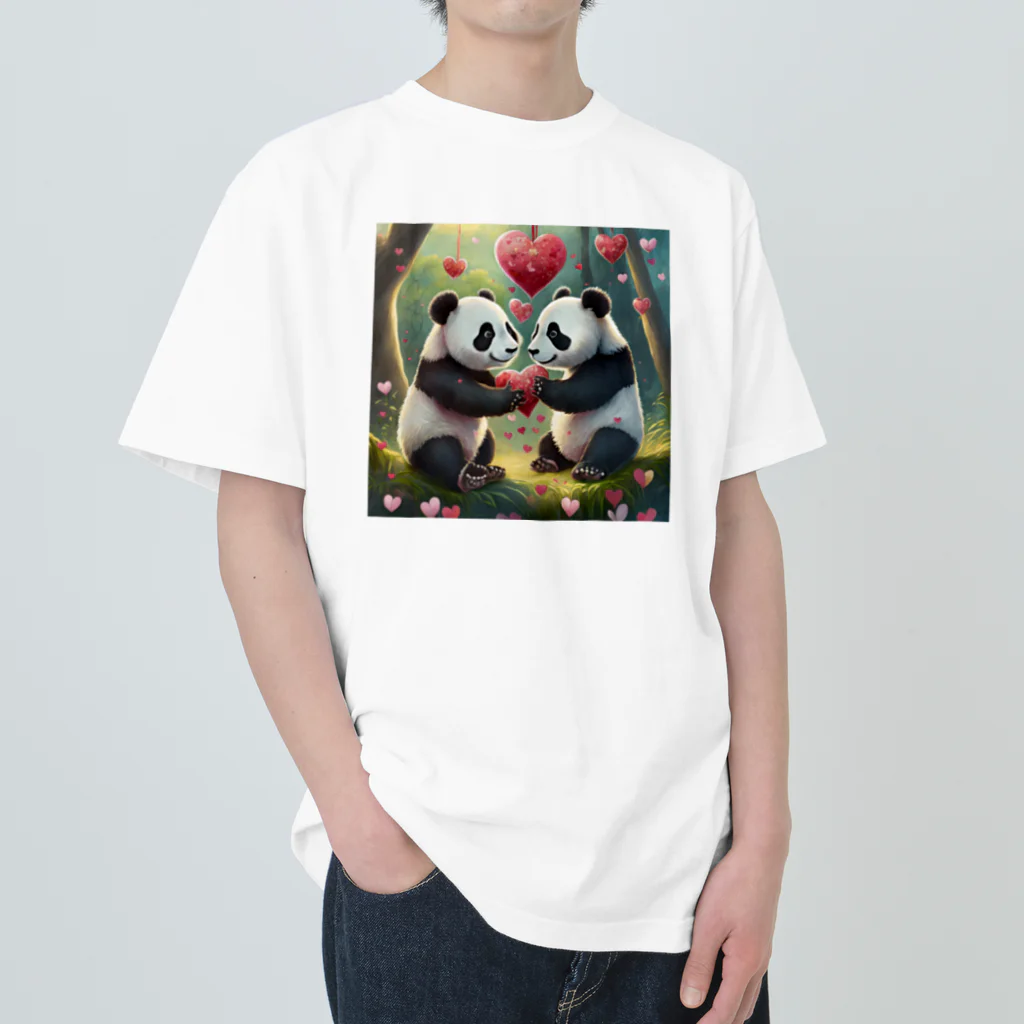 ねこねこねこんのパンダハート Heavyweight T-Shirt