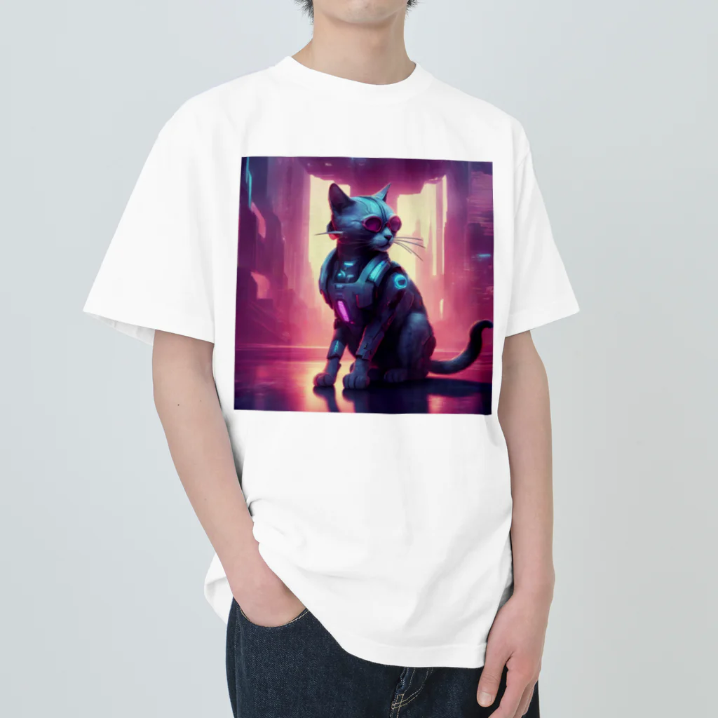 fancygraphicのサイボーグキャット ヘビーウェイトTシャツ