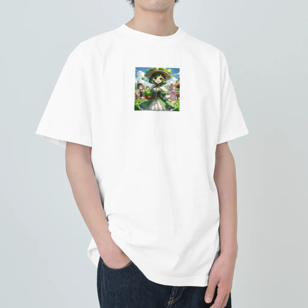 大地の宝物のほうれん草をモチーフにしたアニメキャラクター「スプリナ」 Heavyweight T-Shirt