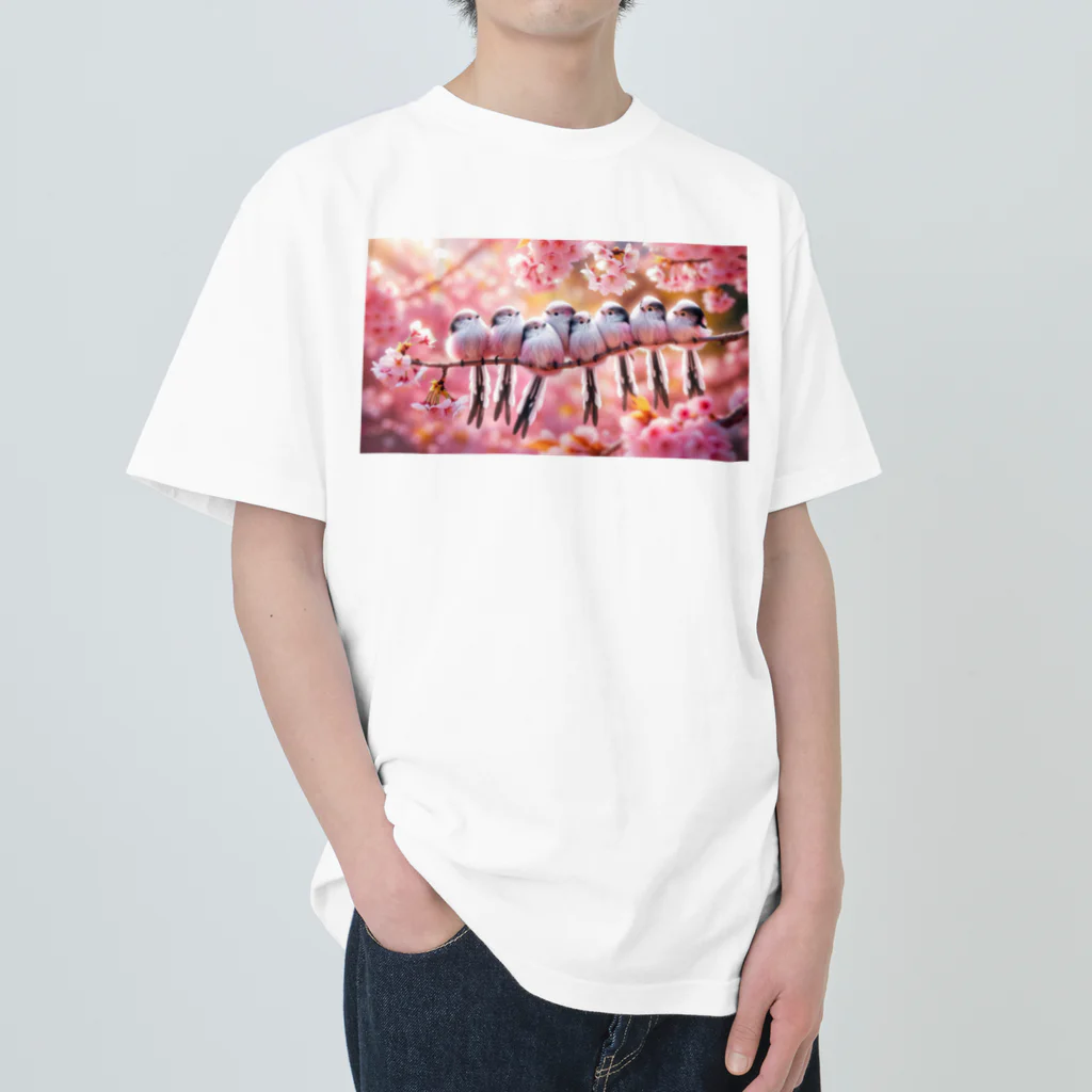 andanteのわくわくshopのシマエナガ春うらら Heavyweight T-Shirt