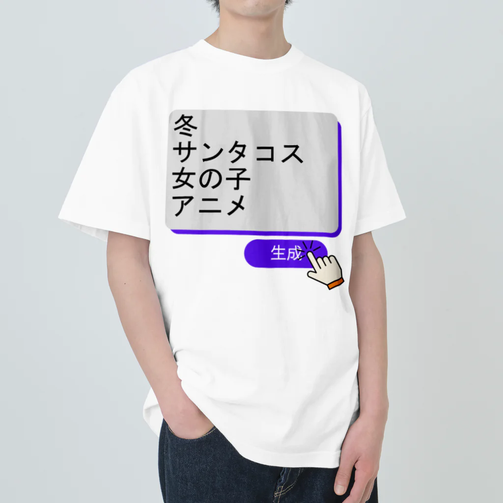 boboboboboの生成ボタンをタップすると・・・（冬１） ヘビーウェイトTシャツ