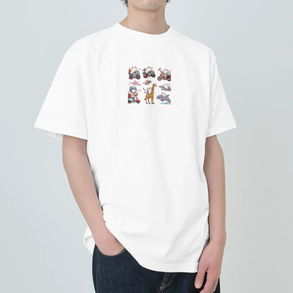 show0504の乗り物ネコ Heavyweight T-Shirt