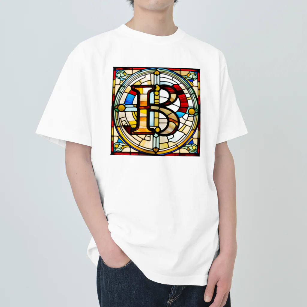 alphabet stained glassのstained glass B ヘビーウェイトTシャツ