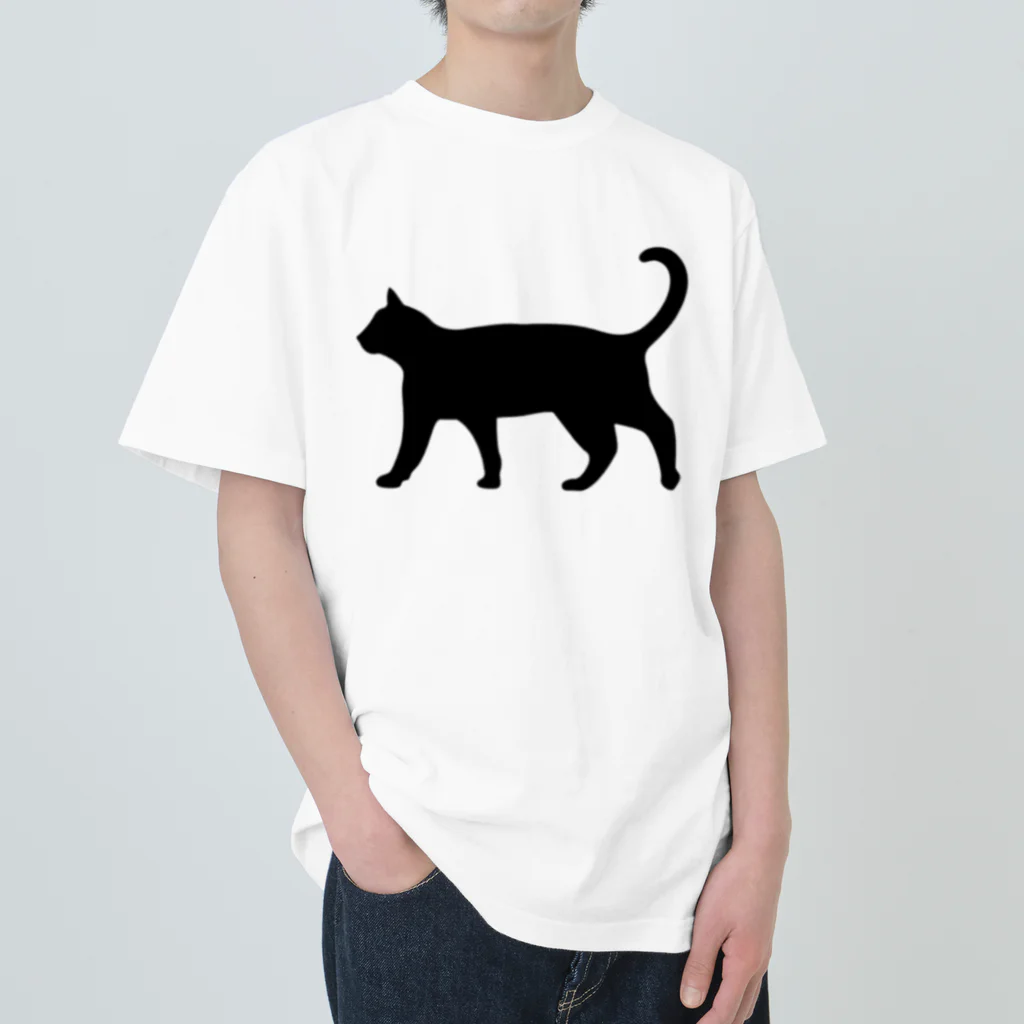 Teatime ティータイムの黒猫は見ていた　ねこ Heavyweight T-Shirt