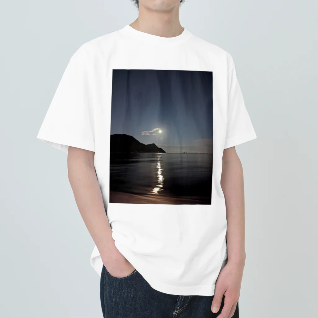 ego-designの月夜と海 ヘビーウェイトTシャツ