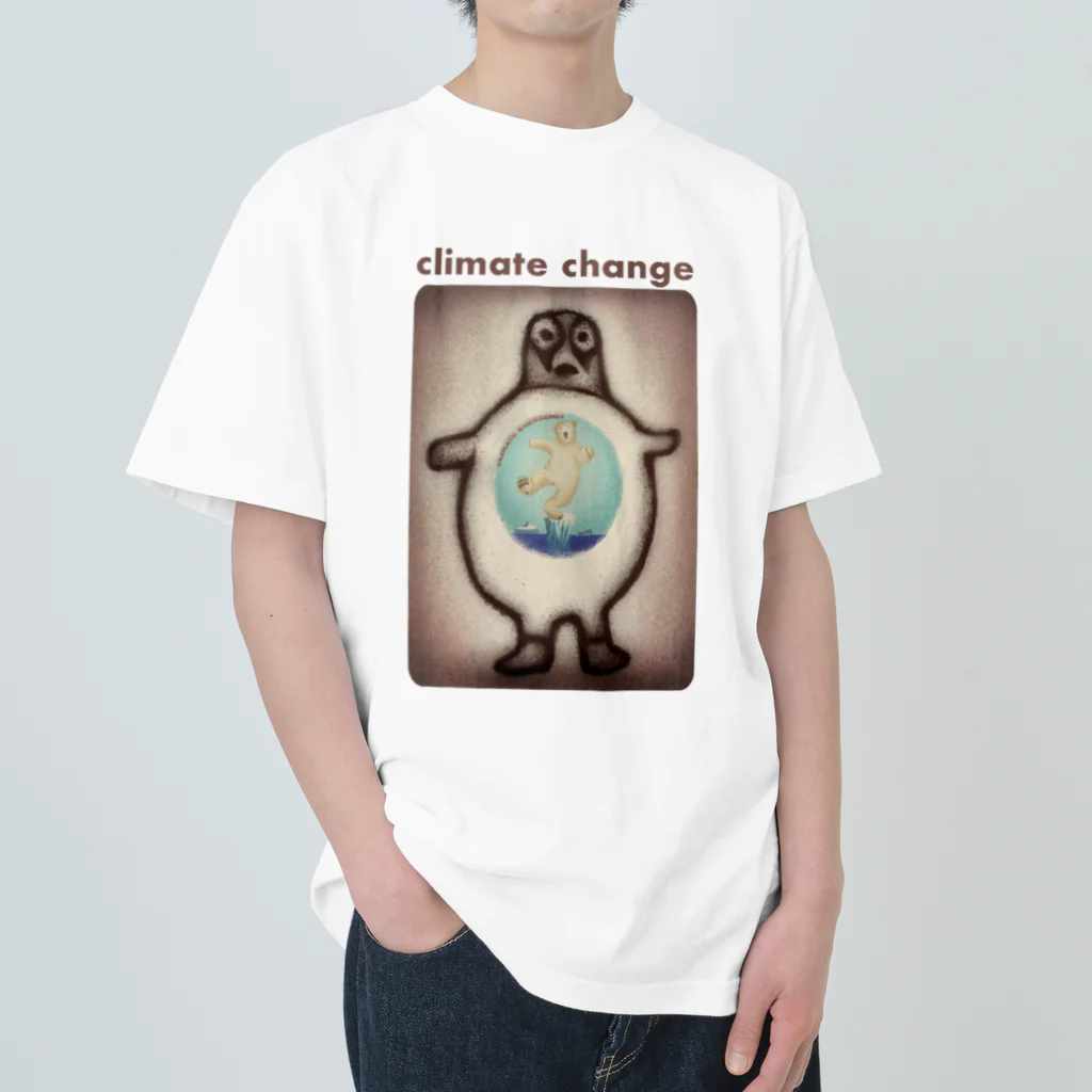 C O B I Tの気候変動に危機感を感じる北極のペンギン ヘビーウェイトTシャツ