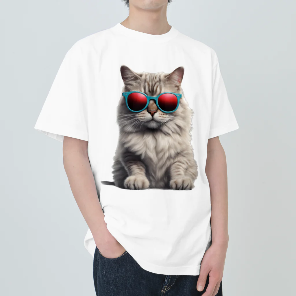 jiyurakuのクールなお猫様 ヘビーウェイトTシャツ