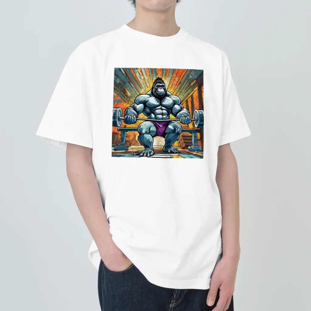 gollisquatのアームカールゴリラ ヘビーウェイトTシャツ