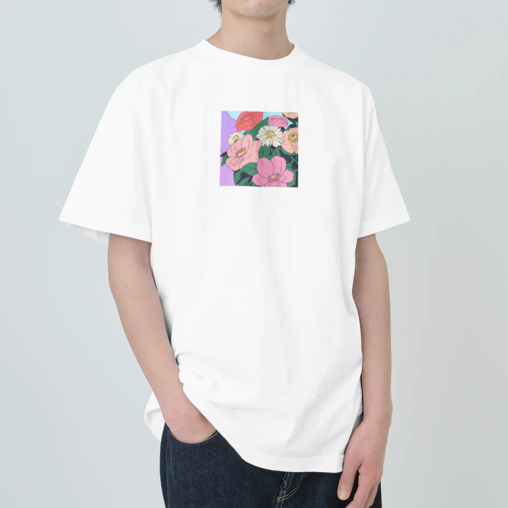 小町の花に囲まれた日常 ヘビーウェイトTシャツ