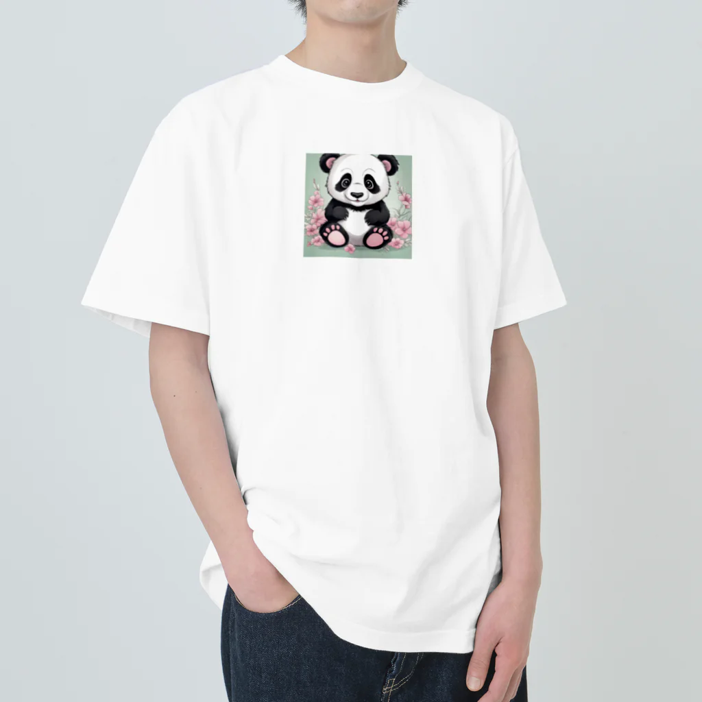 octopaceの子供のパンダ ヘビーウェイトTシャツ
