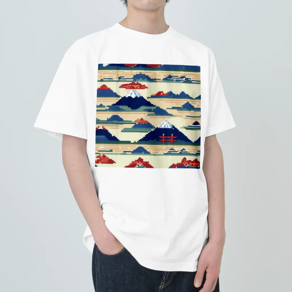 curtisの富士山ピクセルアート ヘビーウェイトTシャツ