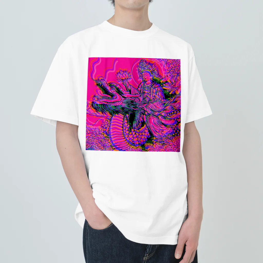 moon_takuanの観世音菩薩と龍2「Kanzeon Bodhisattva and dragon2」 ヘビーウェイトTシャツ